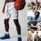 Pantalones cortos deportivos de doble capa con múltiples bolsillos para hombres profesionales