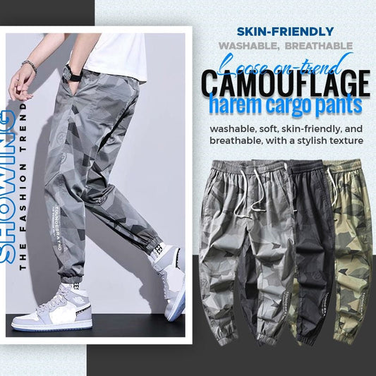 🔥 49% OFF! Pantalones cargo harem sueltos y modernos con estampado de camuflaje