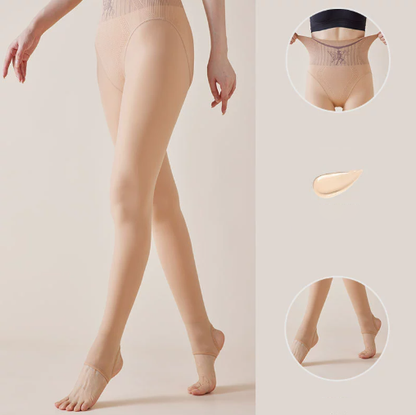 Medias transparentes de cintura alta con forro de felpa para mujer