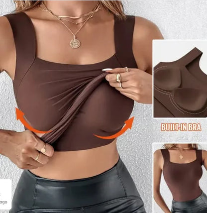 🏆Last Day Special Price $17.99!!💐Women's U Neck Tank Tops with Built-In Bra