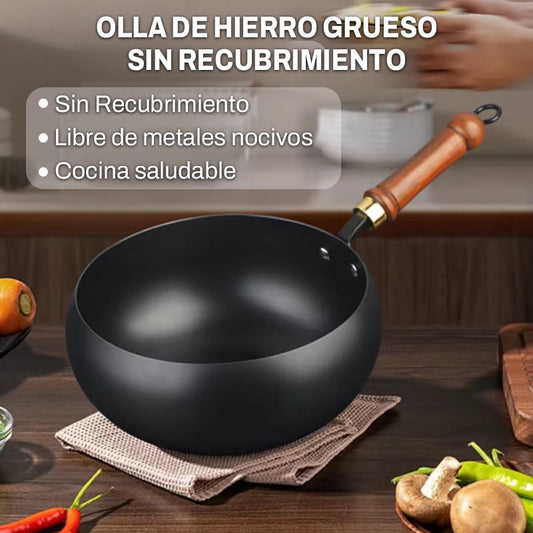 🔥Cacerola Artesana de Hierro Fundido sin Esmaltar