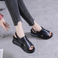 Zapatos de cuña para mujer Sandalias de color sólido Tacones altos de punta abierta casual para mujer Sandalias de moda