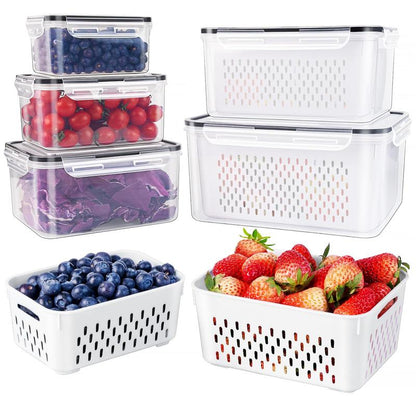 🍓✨ Juego de 3 recipientes para fruta: colador extraíble, a prueba de fugas y apilables 🧊
