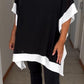 Top casual con patchwork de colores en contraste
