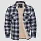 🔥Hombres Sherpa Camisa Forro Polar Chaqueta de franela con 3 bolsillos Casual Plaid Button Down Abrigo de invierno