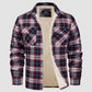 🔥Hombres Sherpa Camisa Forro Polar Chaqueta de franela con 3 bolsillos Casual Plaid Button Down Abrigo de invierno
