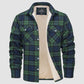🔥Hombres Sherpa Camisa Forro Polar Chaqueta de franela con 3 bolsillos Casual Plaid Button Down Abrigo de invierno