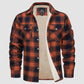 🔥Hombres Sherpa Camisa Forro Polar Chaqueta de franela con 3 bolsillos Casual Plaid Button Down Abrigo de invierno