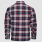 🔥Hombres Sherpa Camisa Forro Polar Chaqueta de franela con 3 bolsillos Casual Plaid Button Down Abrigo de invierno
