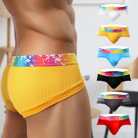 🩲Slips para hombres sexys con cintura baja, ribete de color y malla transpirable