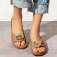 🎉Reducción de precio por tiempo limitado🎉--Sandalias Cómodas de Cuero con Flores para Mujeres con Cuña