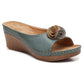 🎉Reducción de precio por tiempo limitado🎉--Sandalias Cómodas de Cuero con Flores para Mujeres con Cuña