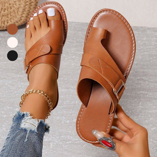 💕39% de descuento💕Sandalias planas ligeras de estilo casual con puntera abierta