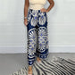 Pantalones anchos de satén estampados con estilo para mujer