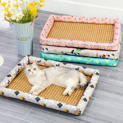 Colchoneta de Ratán para Un Sueño Fresco de Dormir de Perros y Gatos