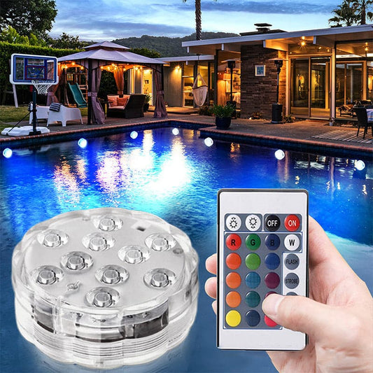 Luces LED estancas sumergibles con mando a distancia para piscina