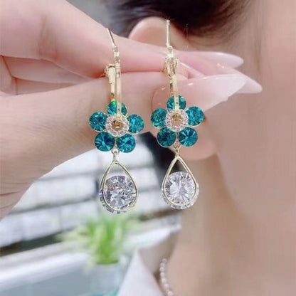 Pendientes de cristal con gota de flor