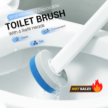 Escobilla de baño desechable de pared con 6 cabezales de recambio