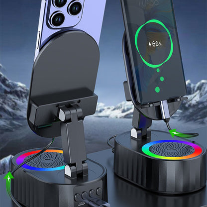 🔥Por tiempo limitado 50% de descuento🔥  Soporte para Teléfono con Altavoz Bluetooth de Inducción Inalámbrica 5 en 1