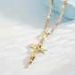 🔥【1° Más Vendido】🔥 Compra 3 y llévate 2 gratis !⏰ Collar con colgante de crucifijo tono dorado – Diseño detallado INRI, cadena Figaro ajustable y joya religiosa para el día a día ✝️✨