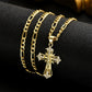 🔥【1° Más Vendido】🔥 Compra 3 y llévate 2 gratis !⏰ Collar con colgante de crucifijo tono dorado – Diseño detallado INRI, cadena Figaro ajustable y joya religiosa para el día a día ✝️✨