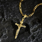 🔥【1° Más Vendido】🔥 Compra 3 y llévate 2 gratis !⏰ Collar con colgante de crucifijo tono dorado – Diseño detallado INRI, cadena Figaro ajustable y joya religiosa para el día a día ✝️✨