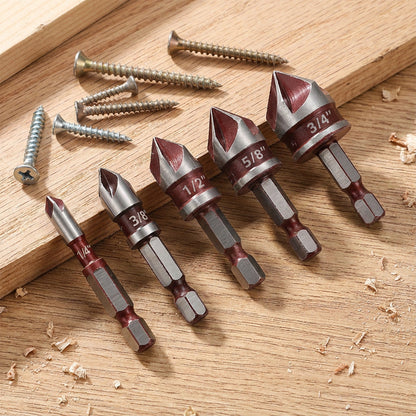 🔥 ¡Último día 50% de descuento!🔥  🔨✨ Set de Broca Avellanada de 5 o 3 Piezas para Carpintería – Precisión y Resistencia para Todos tus Proyectos de Madera