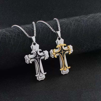 🔥 ¡Último día 50% de descuento!🔥  Collar con colgante de cruz bicolor para hombre
