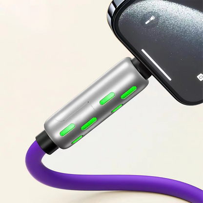 ⚡ ¡AHORA CON UN 50 % DE DESCUENTO!🌈 Cable universal RGB 4 en 1 de carga rápida – 240 W PD y silicona líquida – Cable de datos resistente de 480 Mbps 🔌
