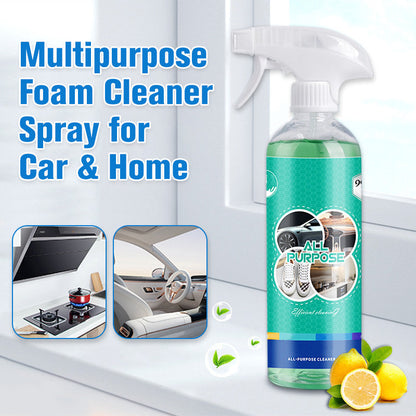 Espuma limpiadora multiusos en spray para el coche y el hogar.