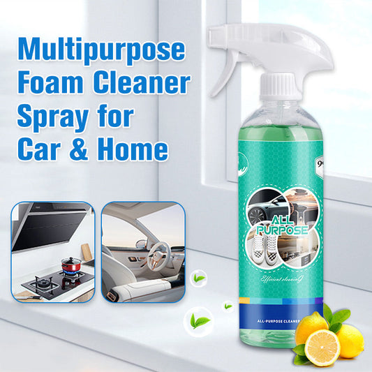 Espuma limpiadora multiusos en spray para el coche y el hogar.