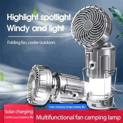 Linterna LED portátil para camping con ventilador