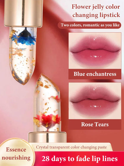 Lápiz labial que cambia de color de flores