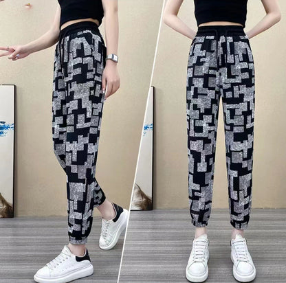 2024 Nuevo Estilo Hielo Seda Cintura Alta Pantalones Casual
