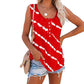 Verano casual rayas botones sin mangas camiseta sin mangas
