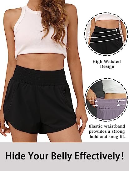 Pantalones cortos de deporte para mujer Pantalones cortos de running de cintura alta